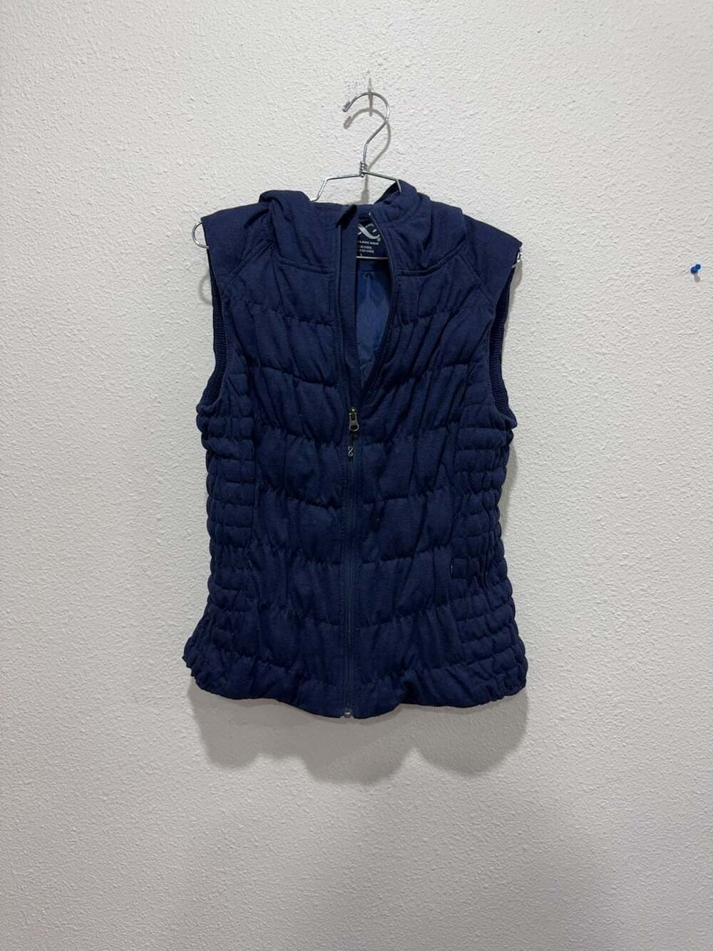 BE BY BLANC NOIR Quilted Hooded Vest Navy Blue Size L